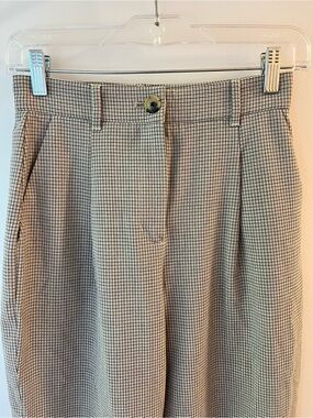 Little Moon by Aritzia High Rise Pleated Check Trousers Cropped Size 2